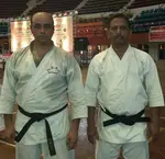 Shihan Chaudhury with Arijit Sensei at WTSKF National Karate Championships