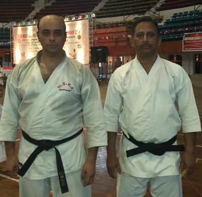 Shihan Chaudhury with Arijit Sensei at WTSKF National Karate Championships